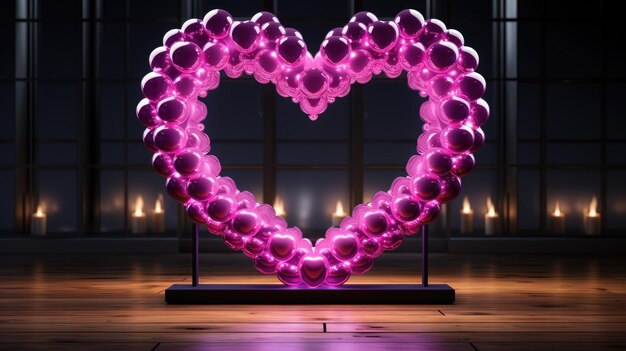 Foto cornice cuore al neon per san valentino