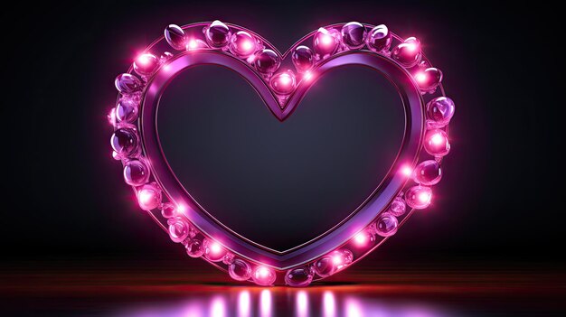 Photo neon heart frame for valentines day