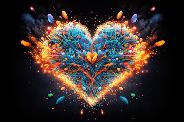 Neon heart made of fireworks wedding style fantasy