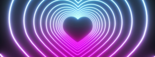 Neon heart panoramic