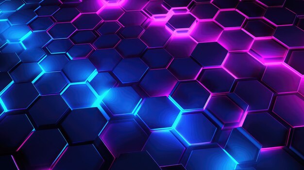 Neon Hexagons Background