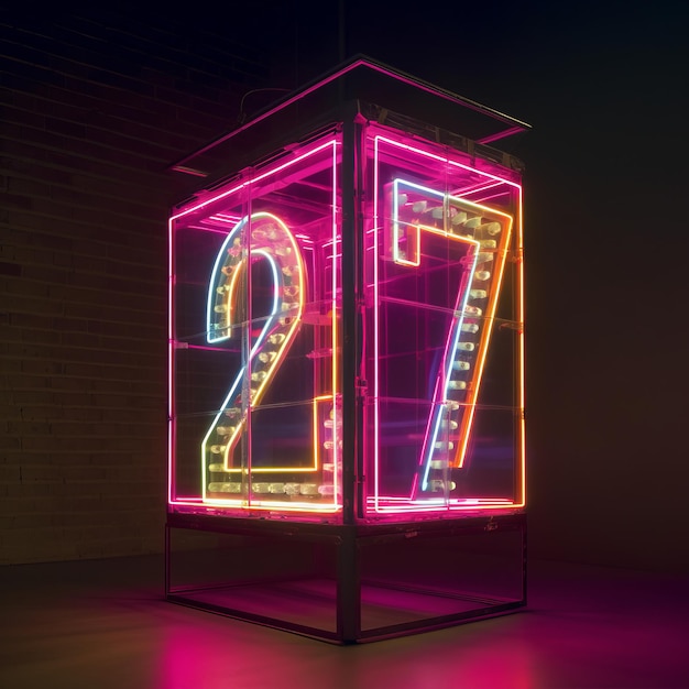 Neon hoesje met verlichte cijfers 27 in Clemens Ascher-stijl