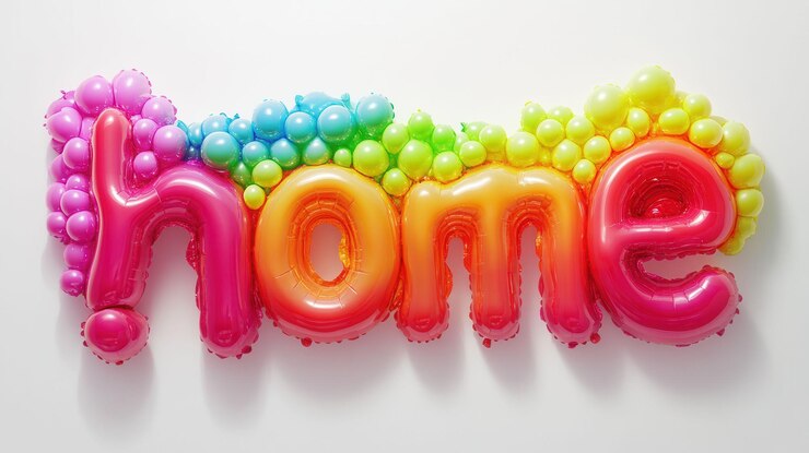 Photo neon home balloon white background hyperrealistic and photorealistic