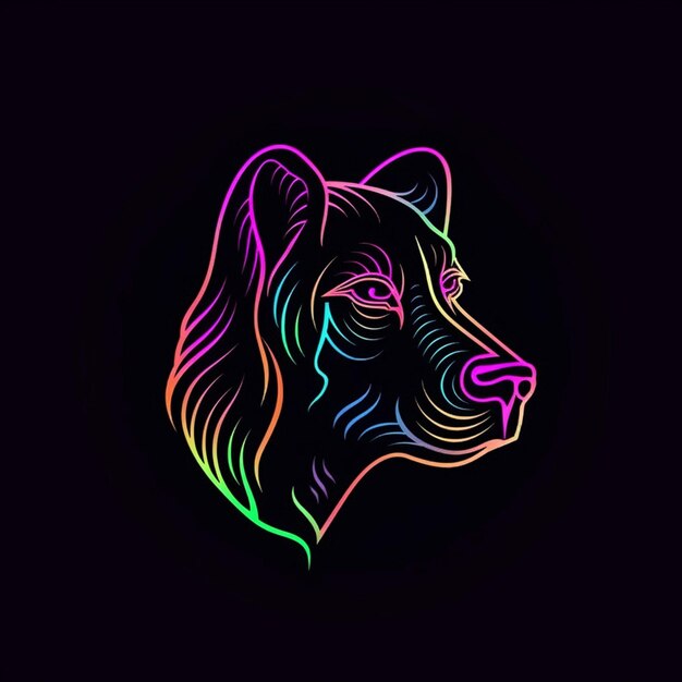 Foto neon hond hoofd logo