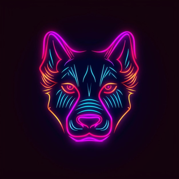 Foto neon hond hoofd logo