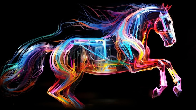 Photo neon horse electric fusion