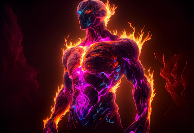 Neon human aura on a dark background