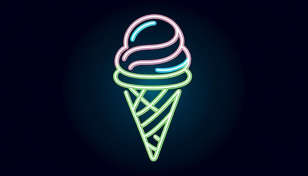 Photo neon ice cream cone illustration