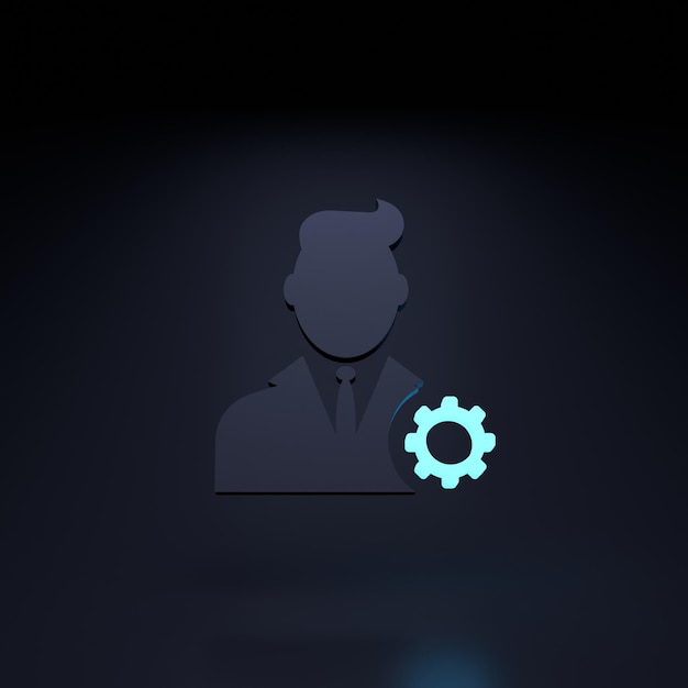 Neon icon of a man on a black background 3D rendering illustration