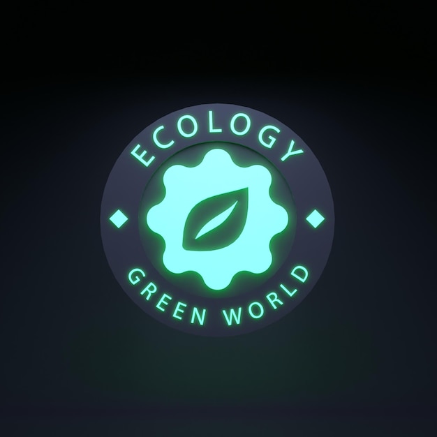사진 eco eco 친화적 개념 3d 렌더링을 주제로 한 네온 아이콘