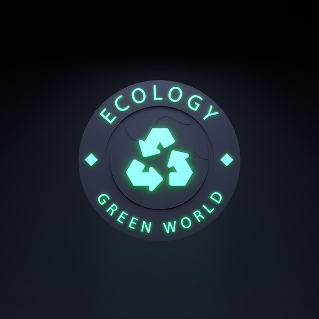 Neon icon on the theme of ECO Ecology concept 3d render