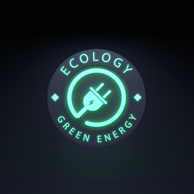 Neon icoon op het thema van ECO Ecology concept 3d render