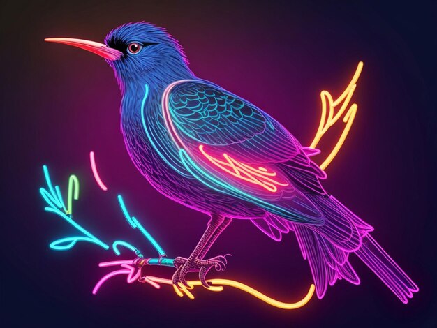 neon Illustration of Calibri bird Cuckoo