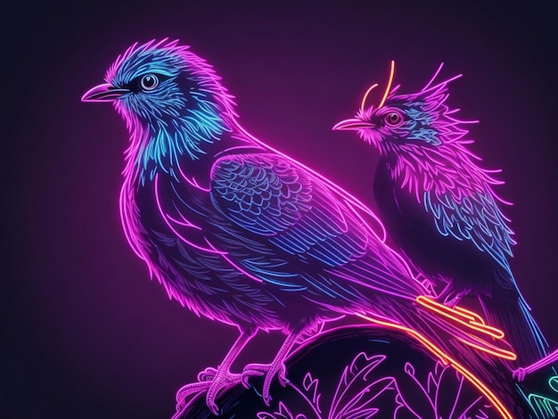 neon Illustration of Calibri bird Cuckoo