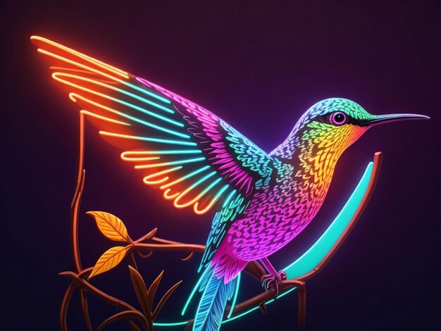 Photo neon illustration of calibri bird cuckoo