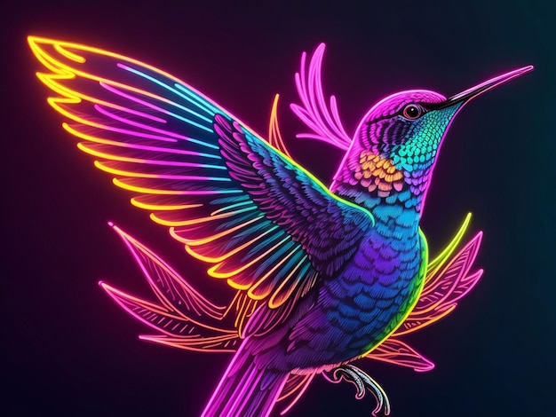 Photo neon illustration of calibri bird cuckoo