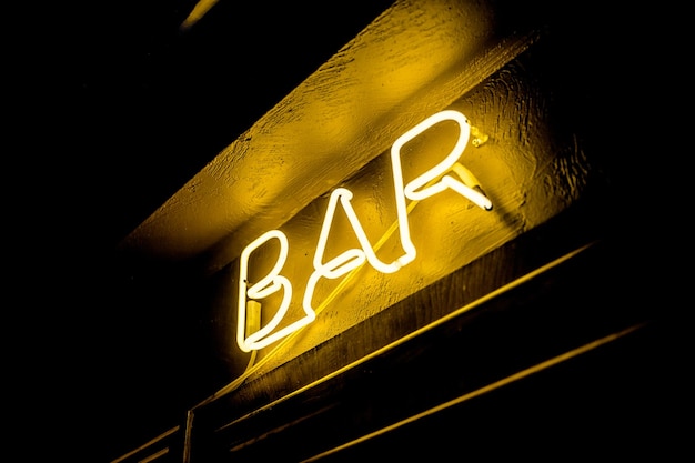 Neon inscription BAR on the wall Neon inscription BAR in different colors Neon inscription BAR