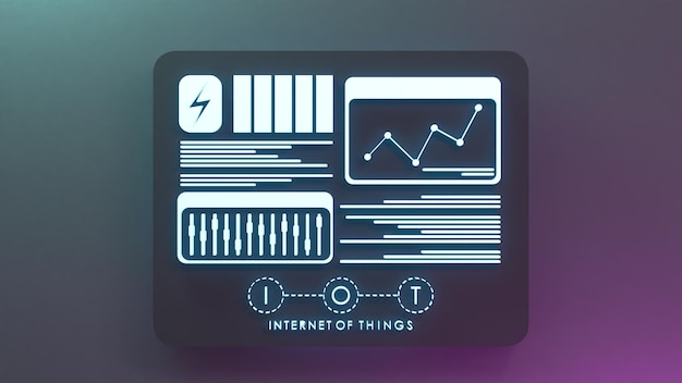 Neon internet ding logo symbool IoT concept 3d render illustratie
