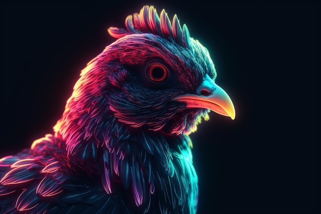 Neon kip vogel portret Wildlife ontwerp Genereer Ai