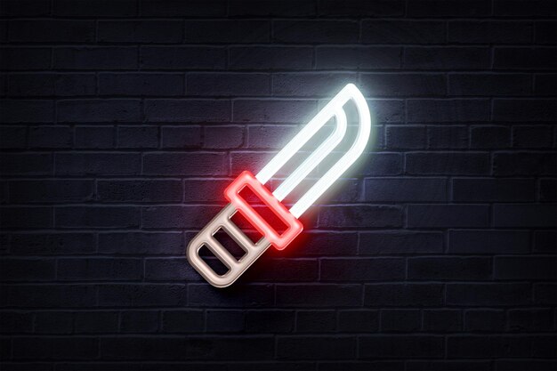 Neon Knife on a brick wall