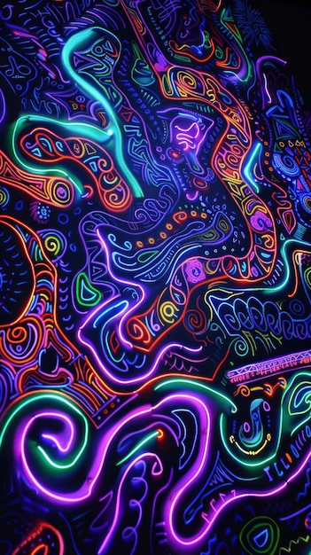 Neon Labyrinth Illustration Generative AI