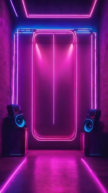 Neon lamp blue purple background music party background