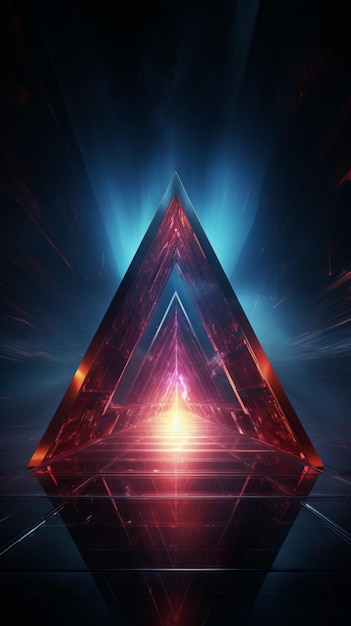 Photo neon lasers illuminate a stylish triangular figure perfect for captivating digital backdrops verti