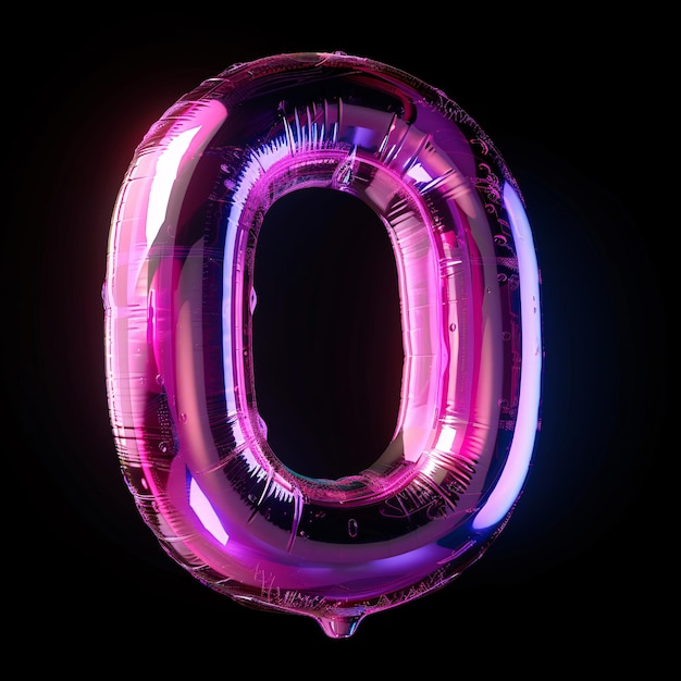 Photo a neon letter o is lit up with the letter o on it3d rendering number font 0 countdown concept of n