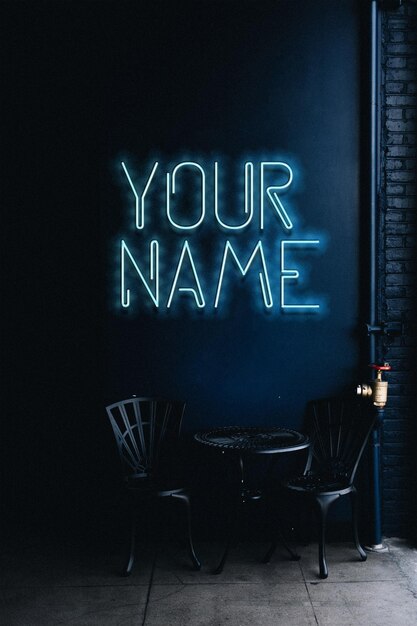 Foto neon lettering tekst effect