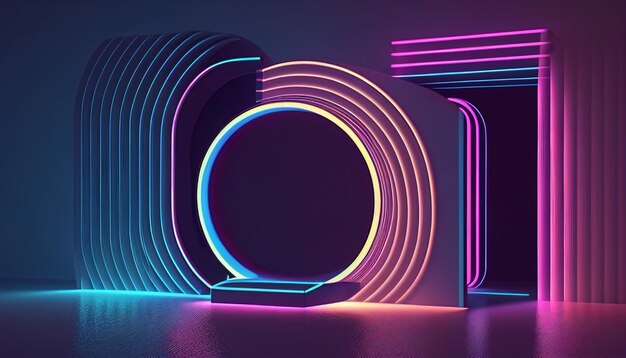 Neon letters with a circle in the middle