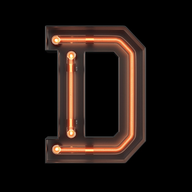 Neon Light Alphabet D