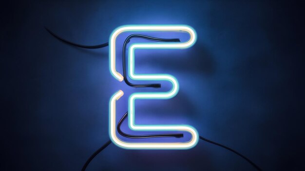 Neon light alphabet e