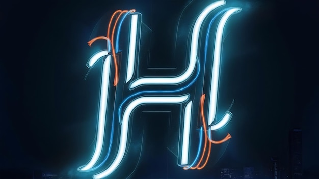 Neon light alphabet h