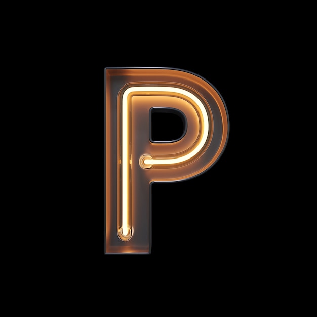 Photo neon light alphabet p