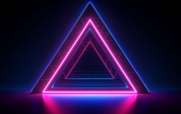 neon light background illustration frame3D geometric design