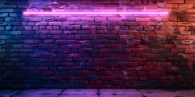 Neon light on brick walls background Ai Generated