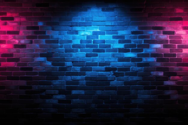 Neon light on brick walls that are not plastered