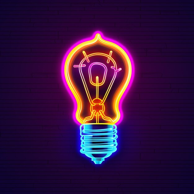 Photo neon light bulb with a dollar sign on it against a brick wall generative ai