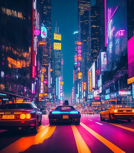 Premium AI Image | Neon light cyberpunk city streets