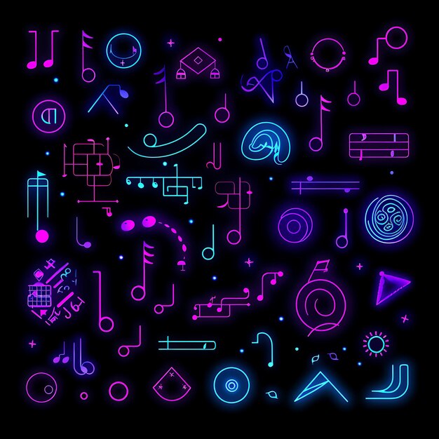 Foto neon light design vector shapes met creatief een slanke neon music note neon outlines