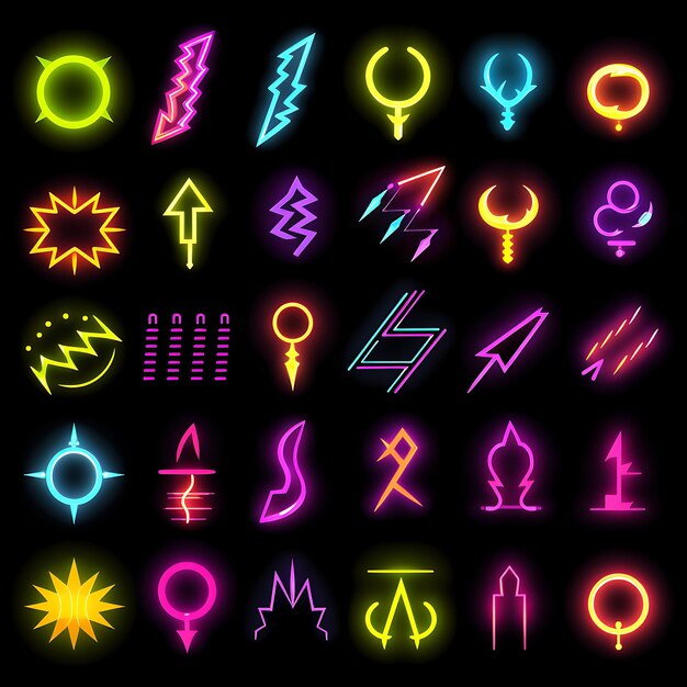 Neon Light Design Vector Shapes With Creative a Vibrant Neon Lightning Bolt Neon Ou