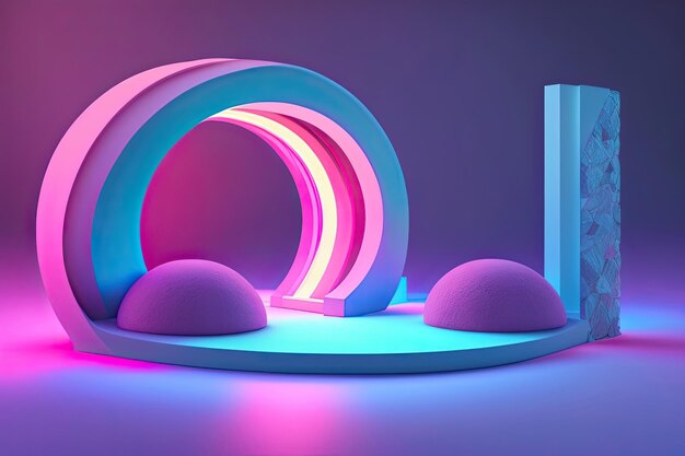 A neon light display with a round structure that says'light up'on it