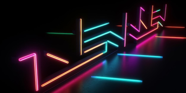 A neon light display with the word light on it