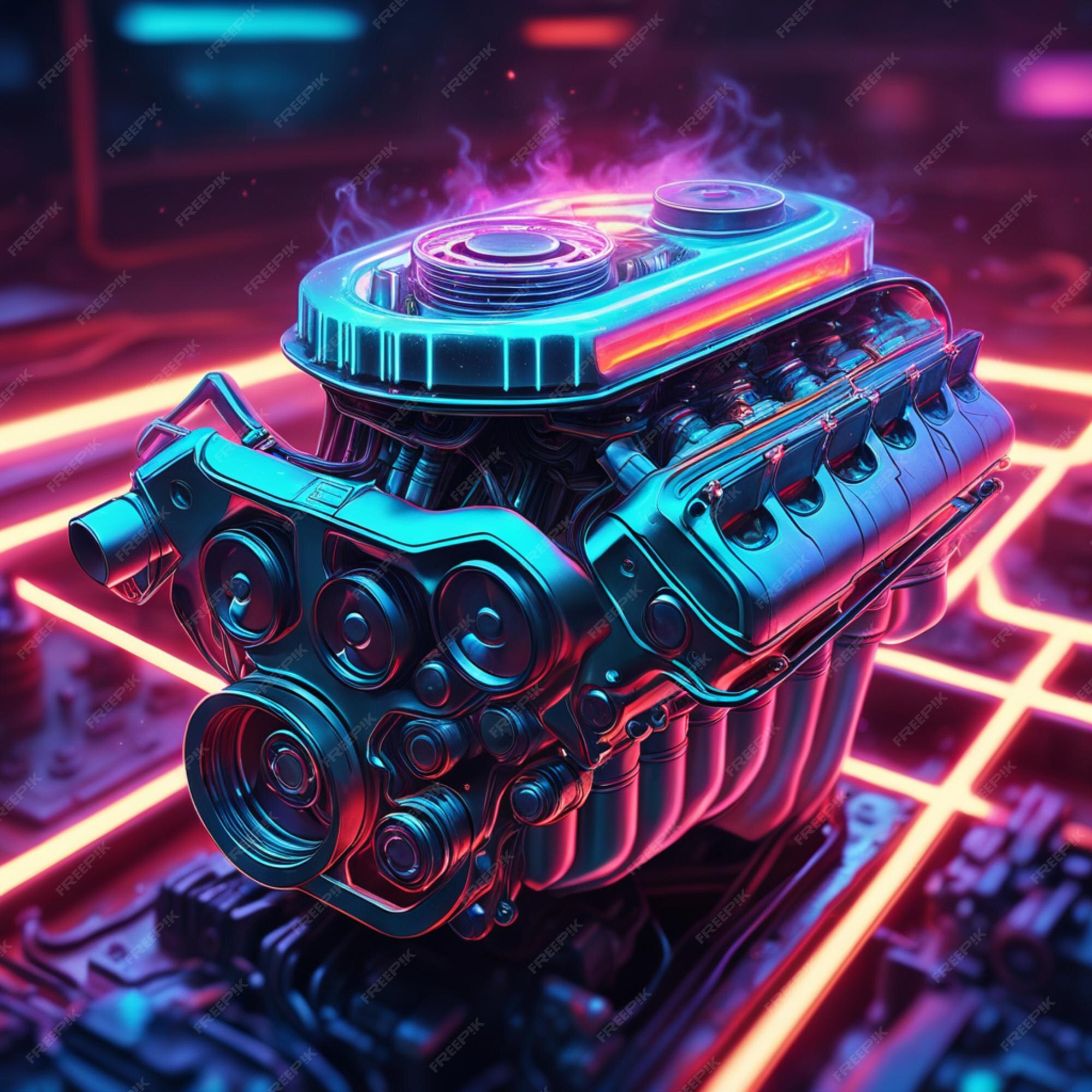 Premium AI Image Neon Light Engine Car Is A Custom Car That Has Been premium-ai-image-neon-light-engine-car-is-a-custom-car-that-has-been