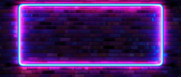 Photo neon light frame on brick background generative ai