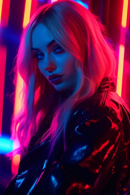 Neon Light Girl Photography