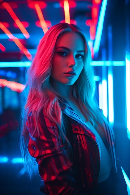 Neon Light Girl Photography