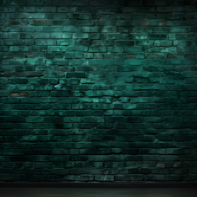 Photo neon light green brick wall texture for pattern ai generated