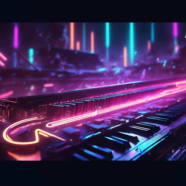 Premium AI Image Neon Light Music Instruments Are A Unique And premium-ai-image-neon-light-music-instruments-are-a-unique-and