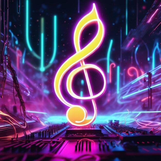 Premium AI Image Neon Light Music Instruments Are A Unique And premium-ai-image-neon-light-music-instruments-are-a-unique-and